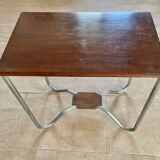 Art Deco pedestal table wood and chrome