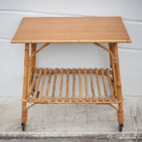 Bamboo table with wheels, bamboo service with wheels, servant, interior decoration
