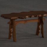 Mid-century Scandinavian coffee table made of solid elm wood, wabi-sabi style, 1960s.