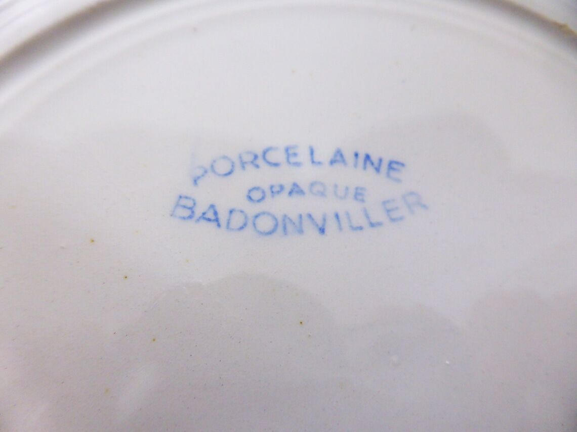 Set of 6 vintage Badonviller porcelain dessert plates
