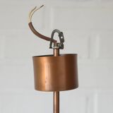 X Large vintage copper chandelier 1980's brutalist hanging light MCM