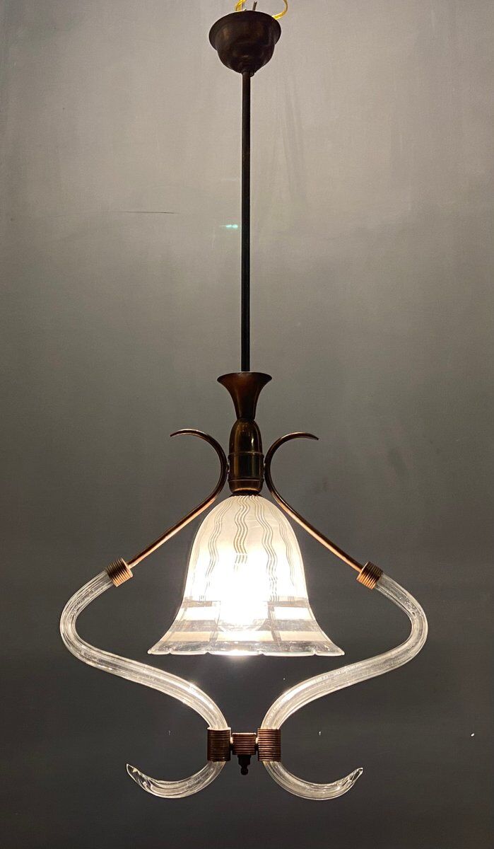 Italian Art Deco Murano Glass Pendant Lamp