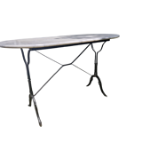 Oval bistro table white marble and wrought iron
