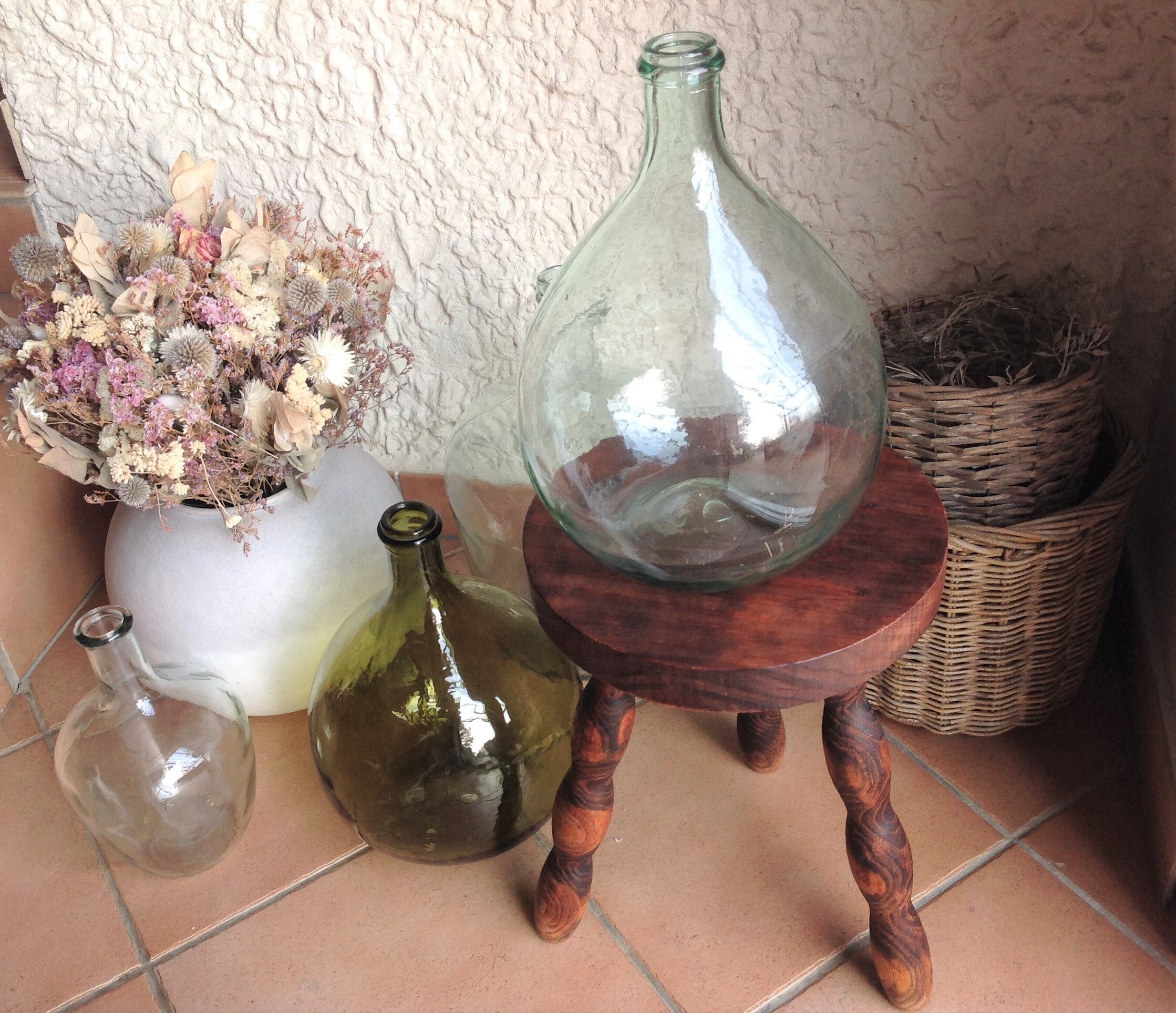 Tripod stool feet "rosary" in vintage wood 60s-70s