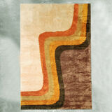 1970s Geometric Space Age Rug in Pure Wool. Made in Italy