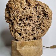 Sculptural lamp in openwork mineral concretion, brutalist style – 42 cm