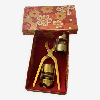 Coffret vintage pince et bouchons à champagne