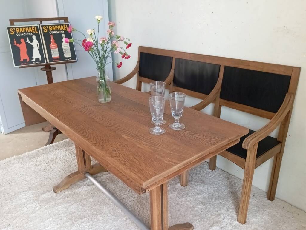 Early 20th-century solid oak bench