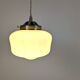 Antique opaline and brass pendant light – vintage globe 15 cm