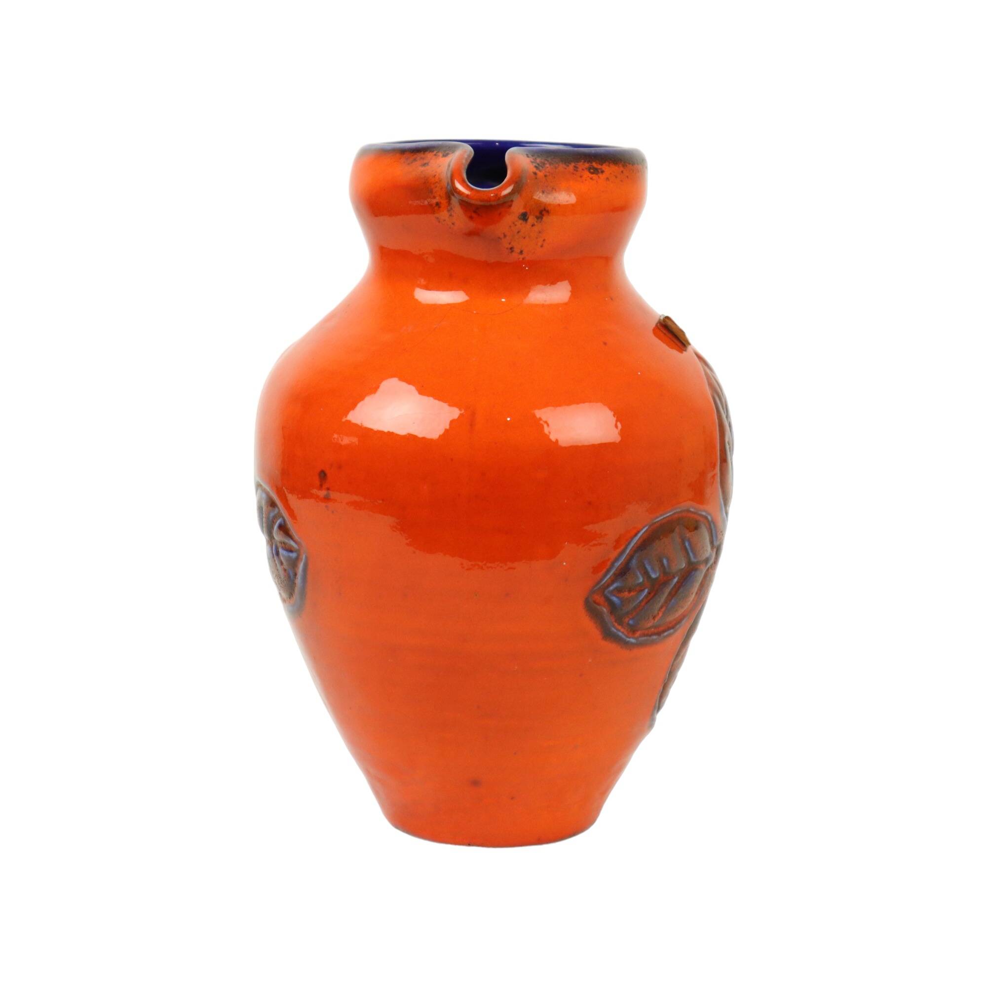 Vintage Orange and Blue Glazed West Germany Vase Carstens 116-2L