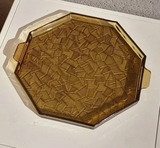 Smoked glass Art Deco tray