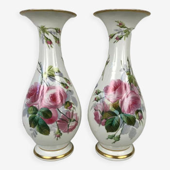 Pair of porcelain vases decorated with flowers