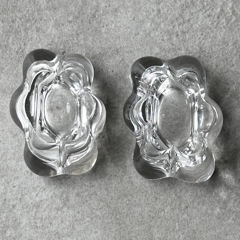 Pair of crystal salt cellars by Daum France