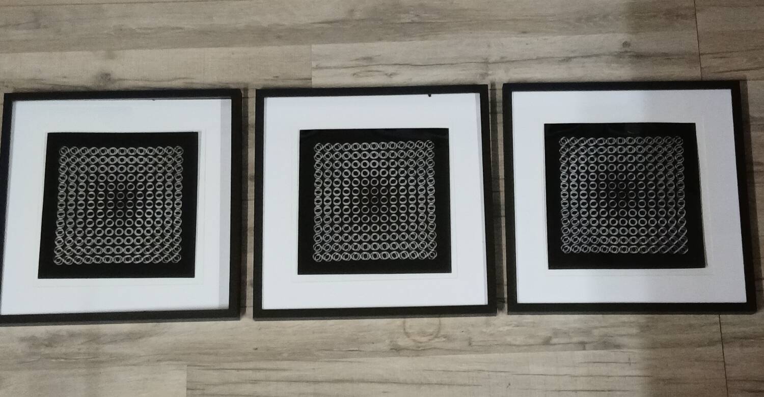 Optical Art Triptych - Victor Vasarely Style - Frames 40x40cm