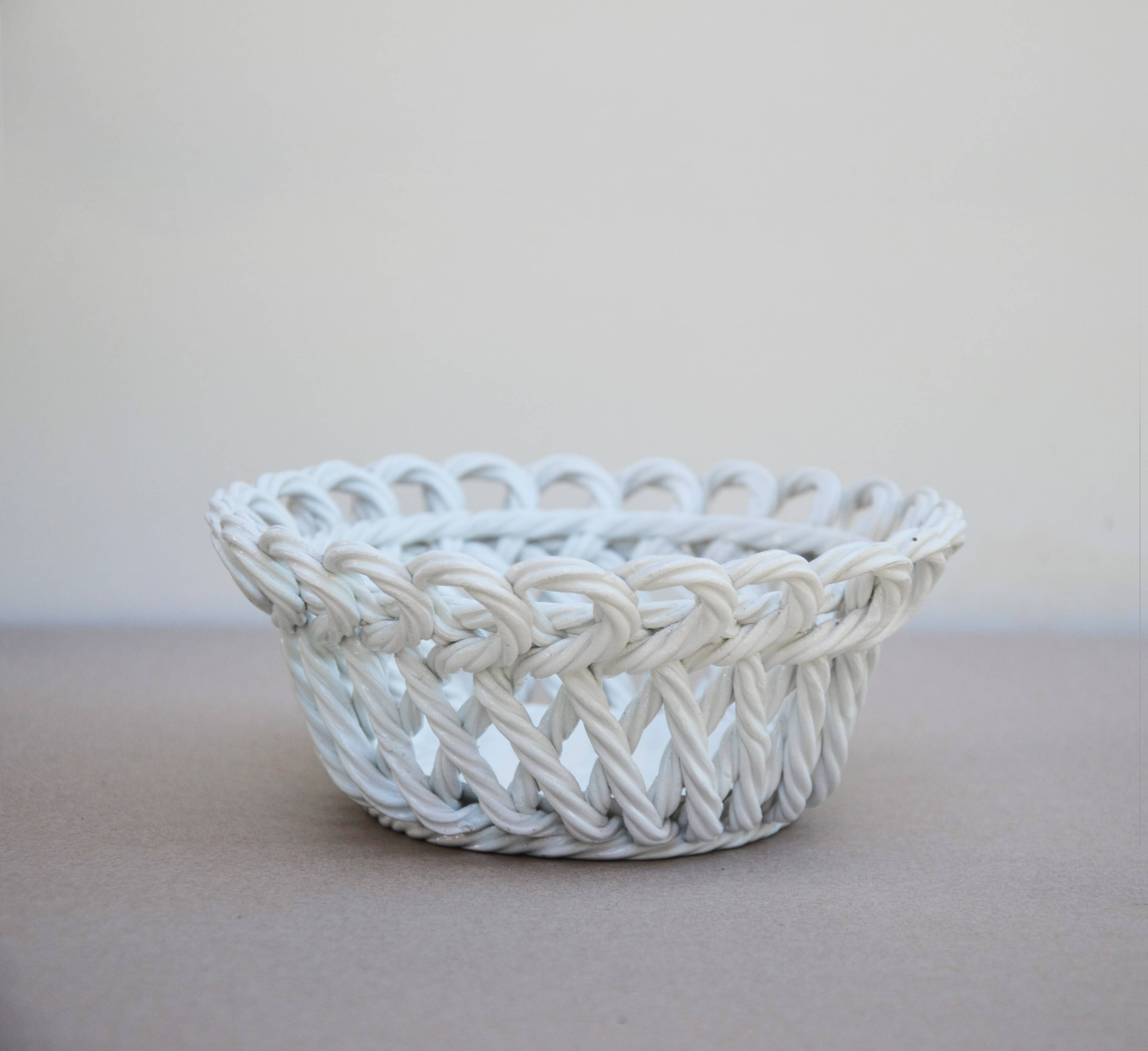 Woven ceramic basket