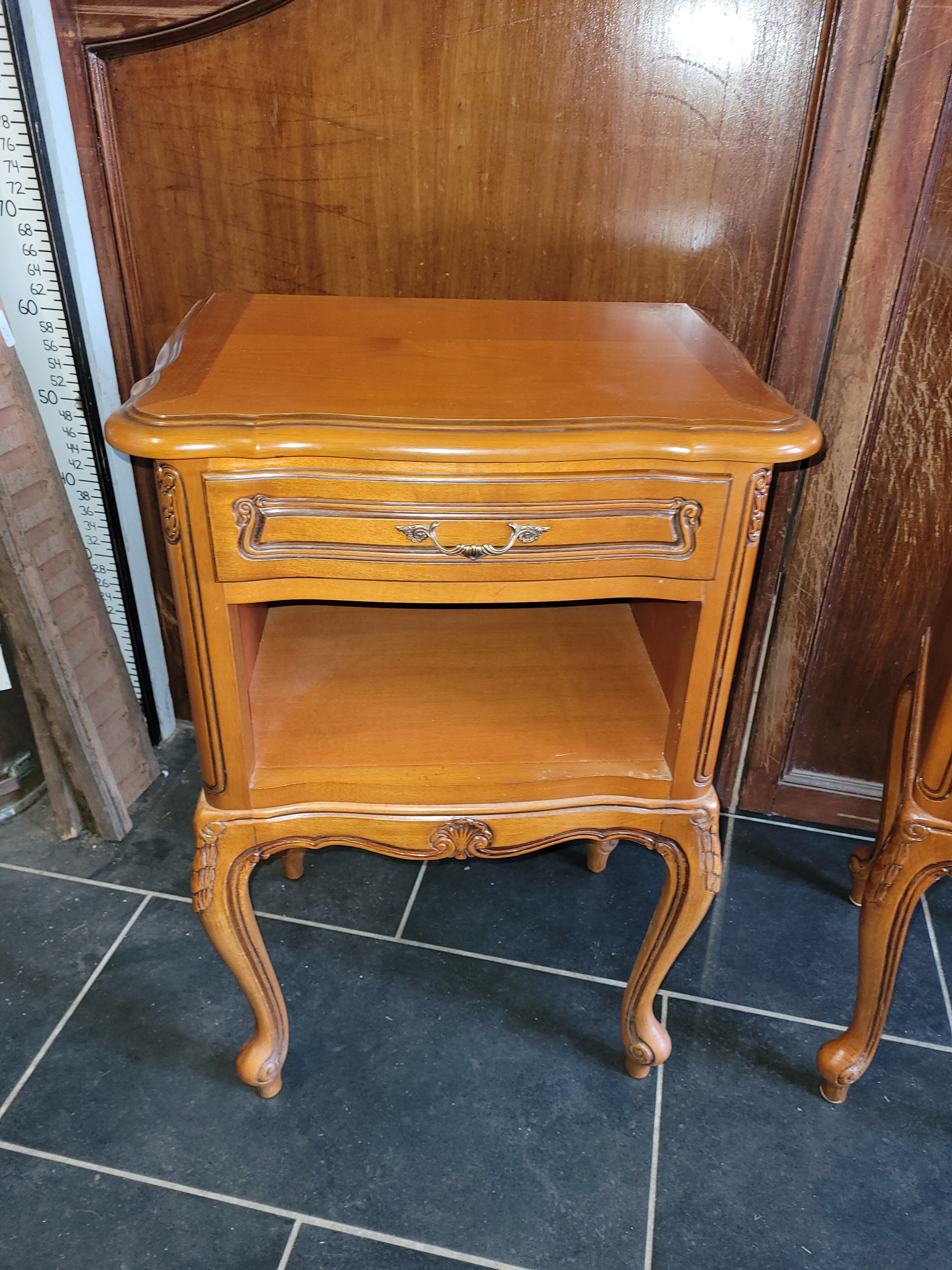 Pair of Louis XV style oak bedside table