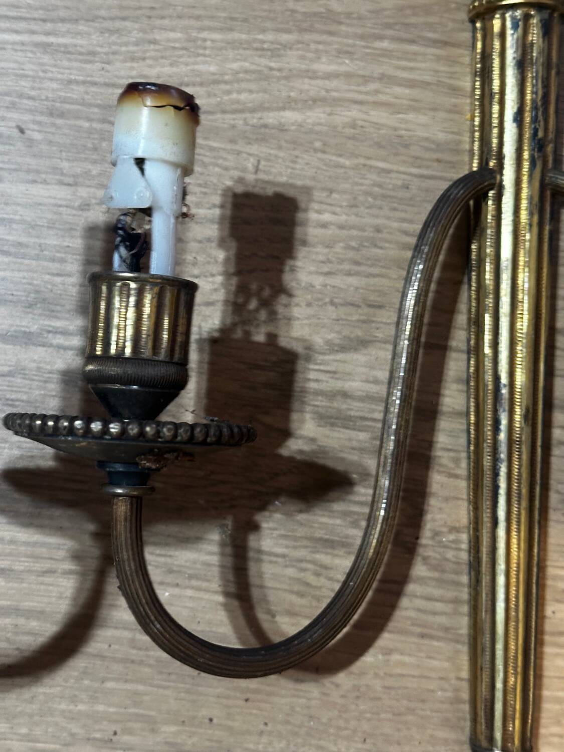 Pair of wall sconces in gilded brass – 2 lights – Louis XVI style