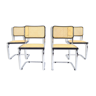 Set of Four Mid-Century Modern Italian Marcel Breuer B32 Cesca Chairs, 70s