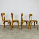 4 chaises bistrot, bois, années 60