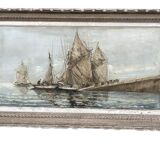 Oil painting on canvas, navy signed G. Luigi