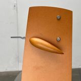 Postmodern CD storage unit in wood, metal, and plastic by Ezech, 1980s.