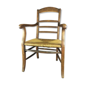 Fauteuil ancien bois & paille