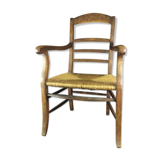 Fauteuil ancien bois & paille