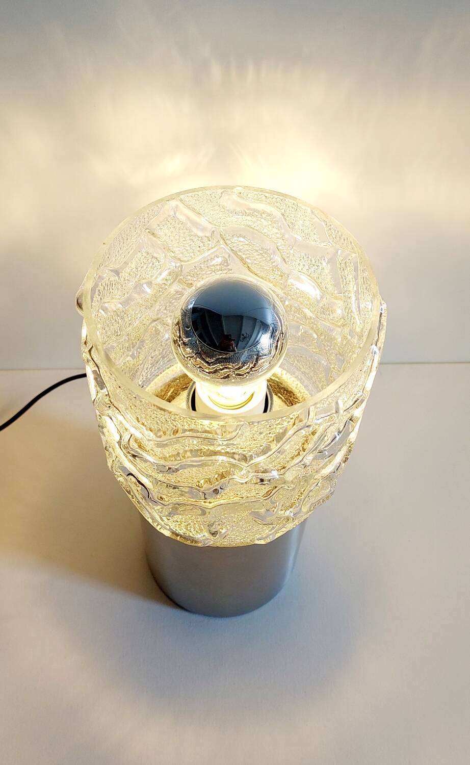 Vintage glass and stainless steel lamp