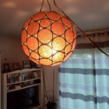 Vintage Round and Colored Glass Pendant Light