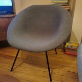 Designer shell armchair Claude vassal 1950