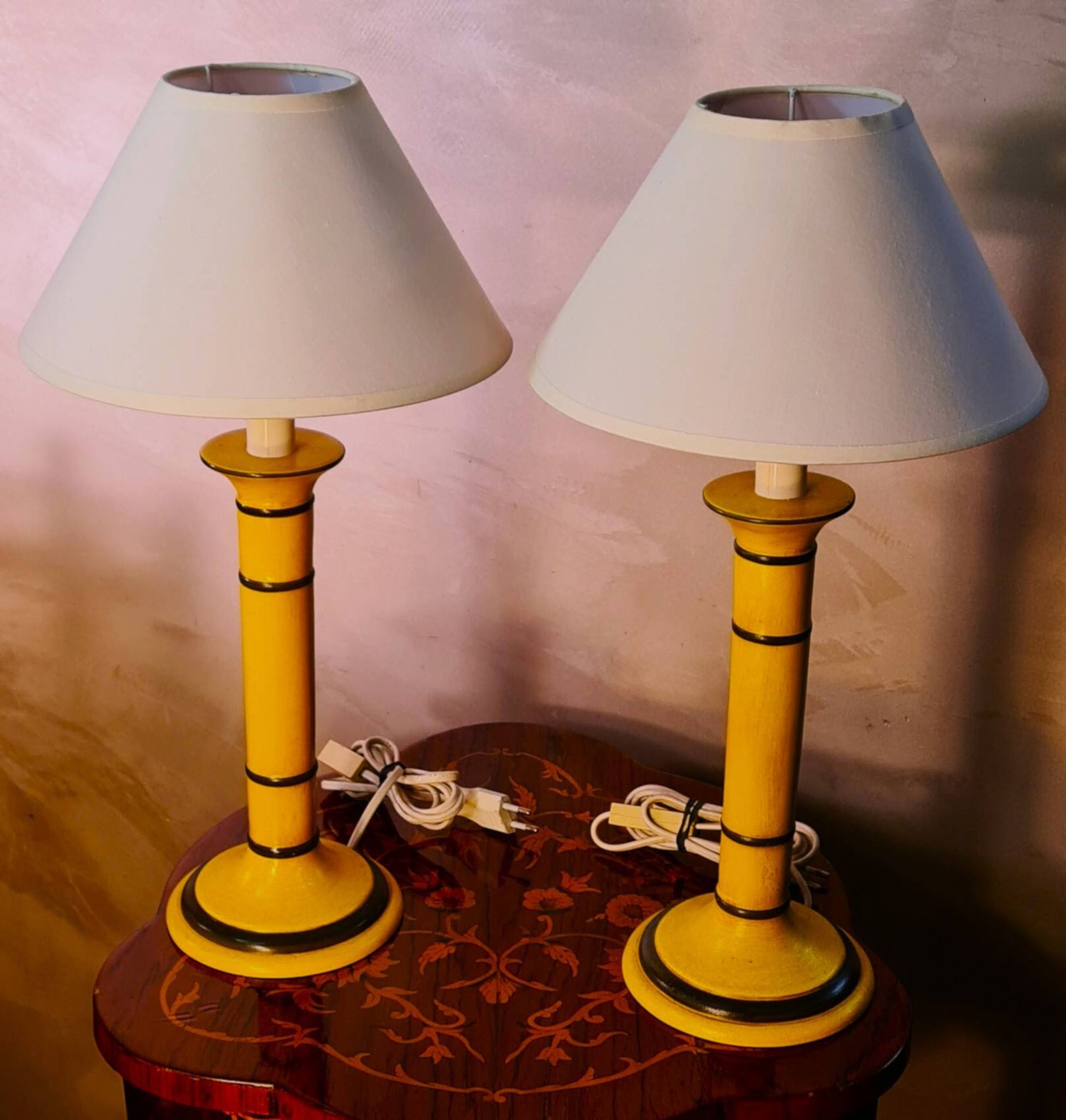 Pair of bedside lamps, signed Chaumette ceramic