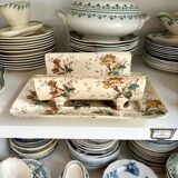 Lunéville asparagus dish in polychrome and gilded ironstone