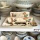 Lunéville asparagus dish in polychrome and gilded ironstone