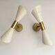 Pair of flutes 60's wall lamps