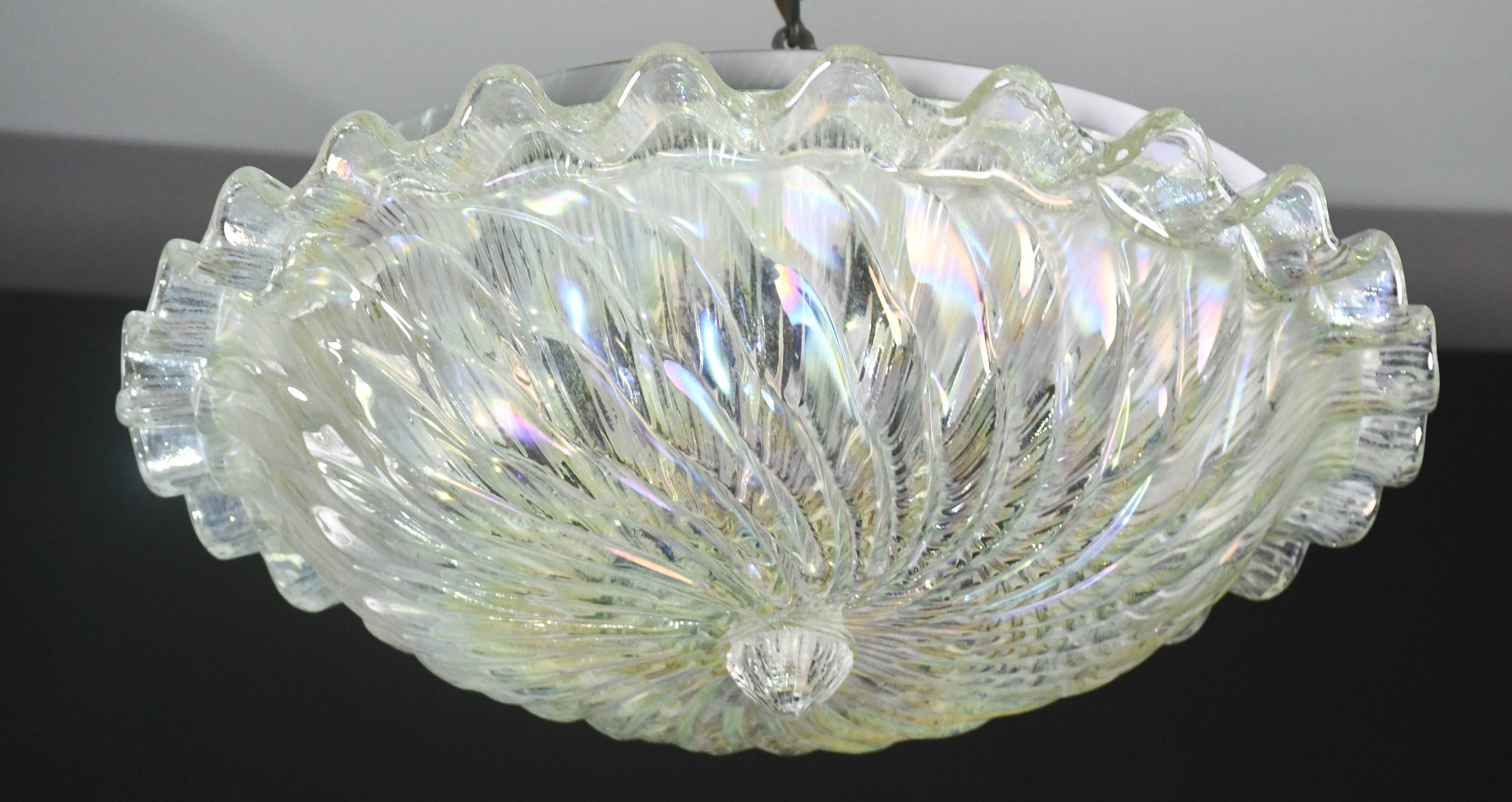 Plafonnier en verre irisé de Murano, 1970