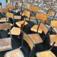 30 mismatched vintage industrial school chairs MULLCA tube & wood