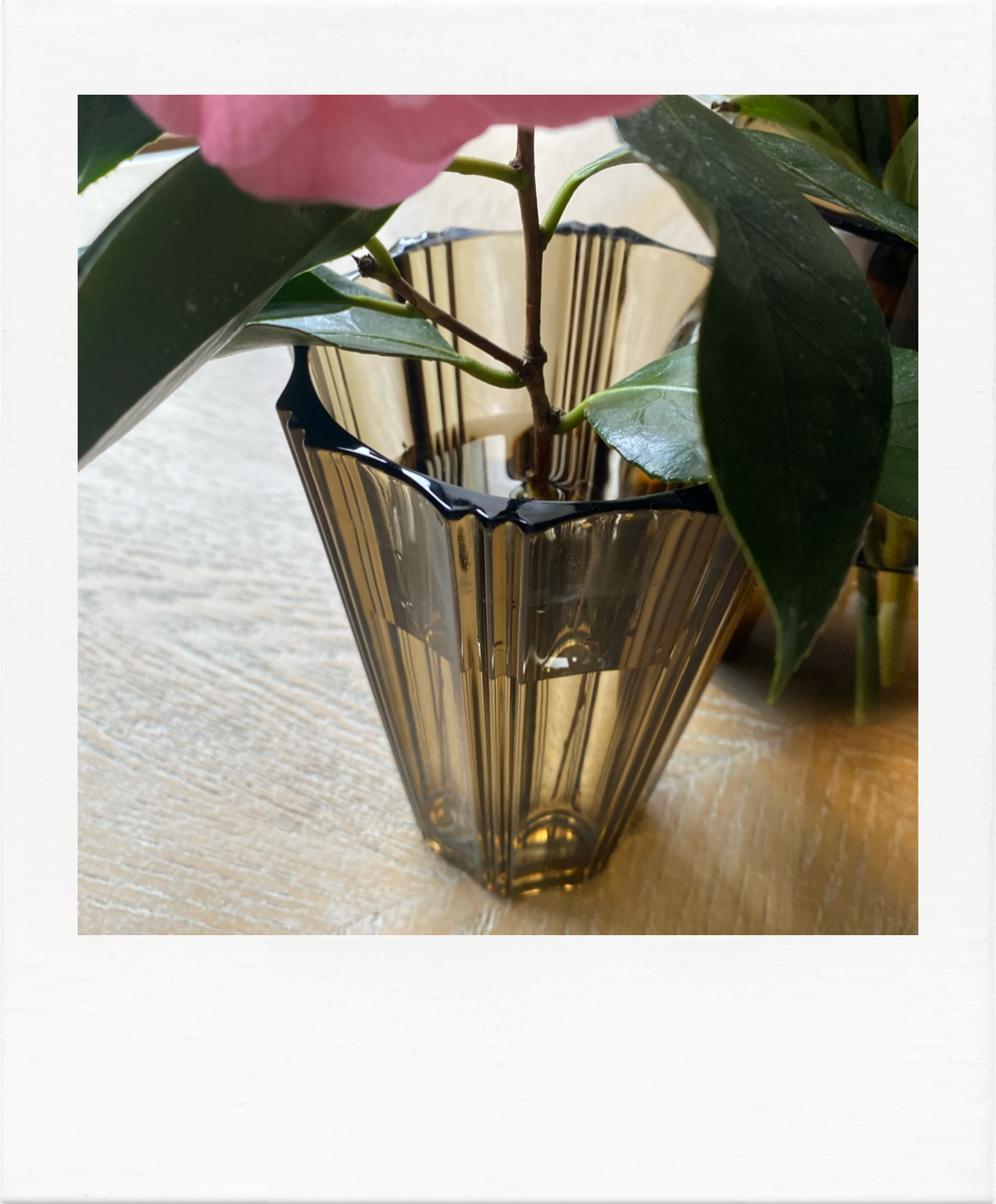 Striated smoked glass vase