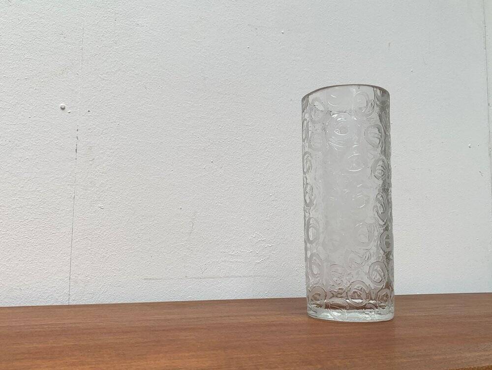 Large vase in raw glass, 1970s brutalism.