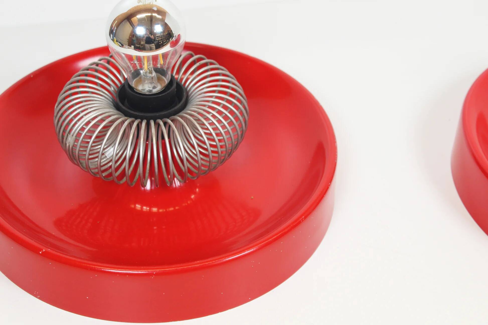 Pair of Space Age 'Spring' wall lamps by ELEKTROFÉM, Hungary, 1970s.