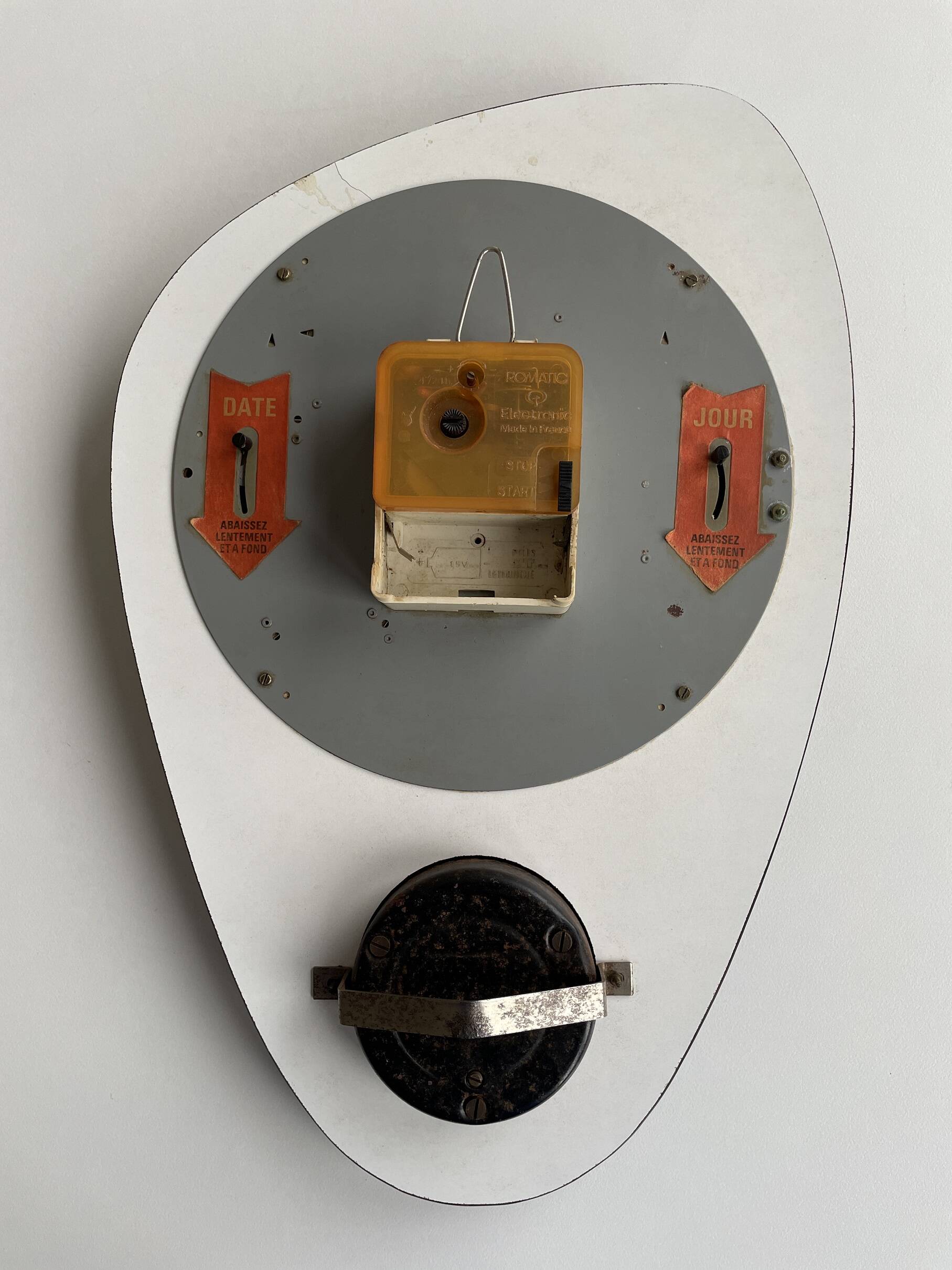 Vintage 1960s wall clock with thermometer and date