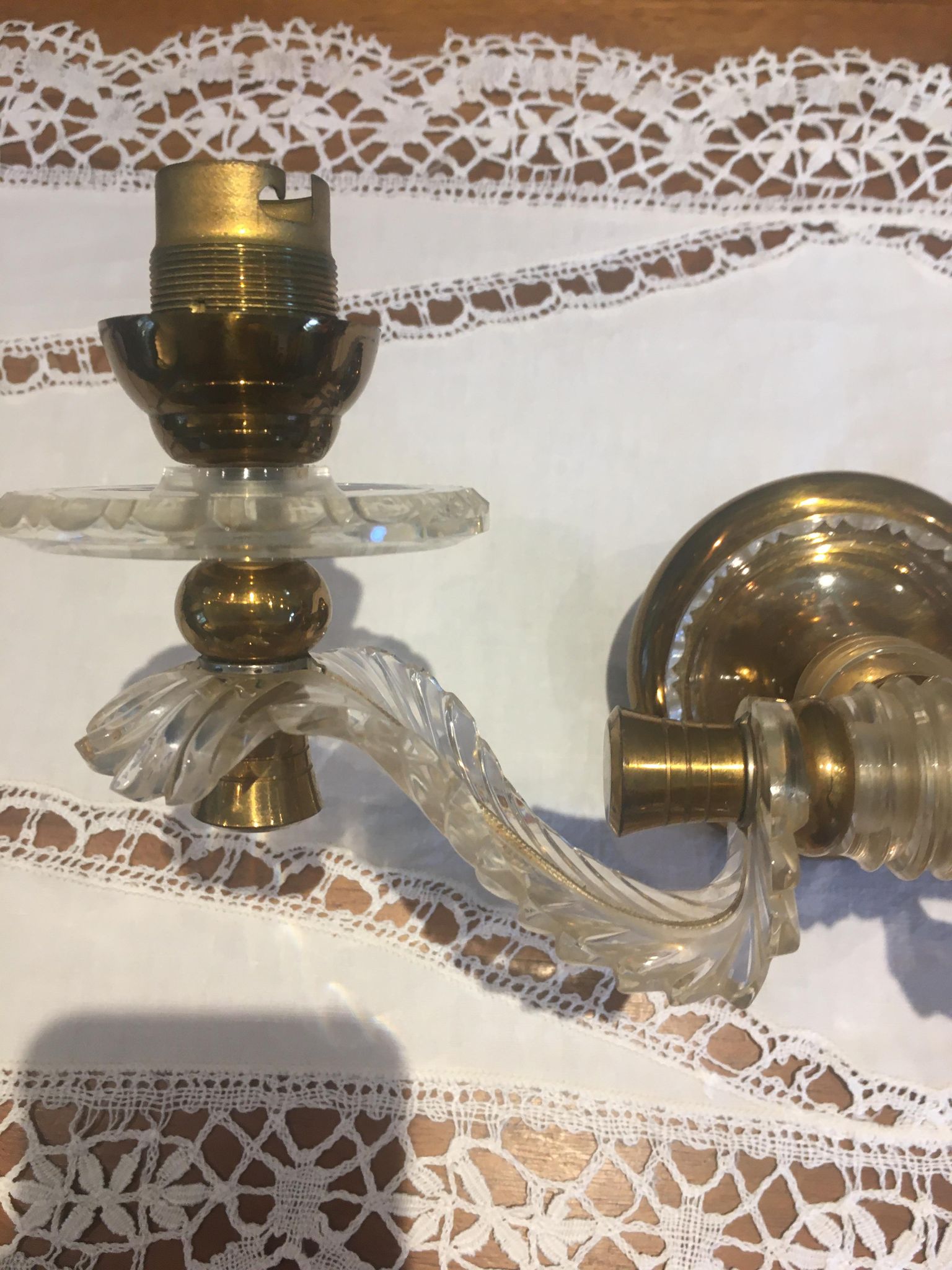 Wall lamp double year 1950 art deco style in plexi and brass