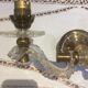 Wall lamp double year 1950 art deco style in plexi and brass