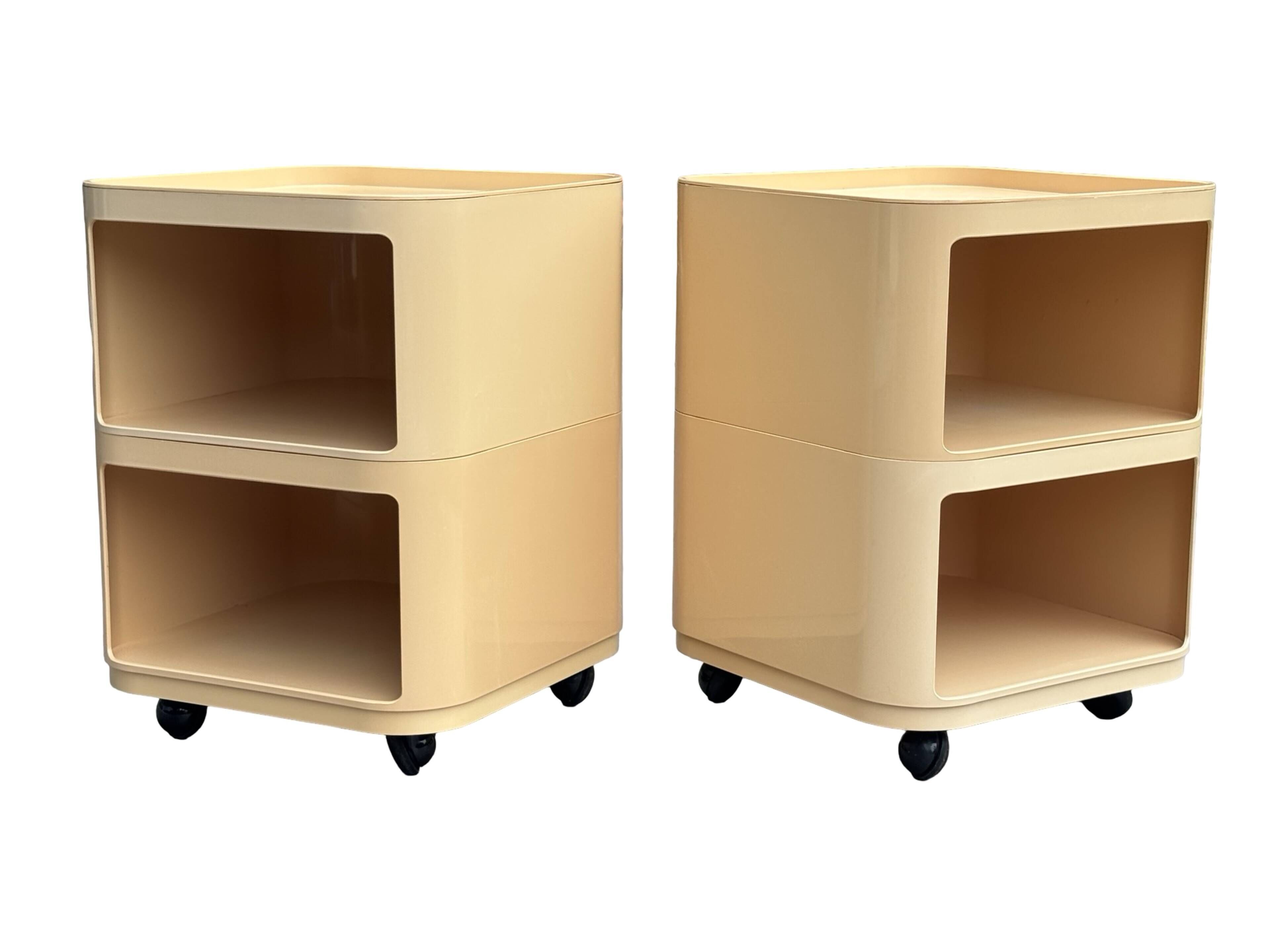 Ensemble vintage de deux chariots Kartell Componibili 4970 par Anna Castelli