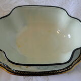 Soupière légumier avec plat anciens porcelaine barbotine H.Becquet quarqueron