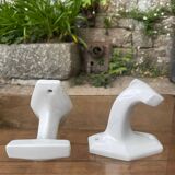 Duo of porcelain hooks
