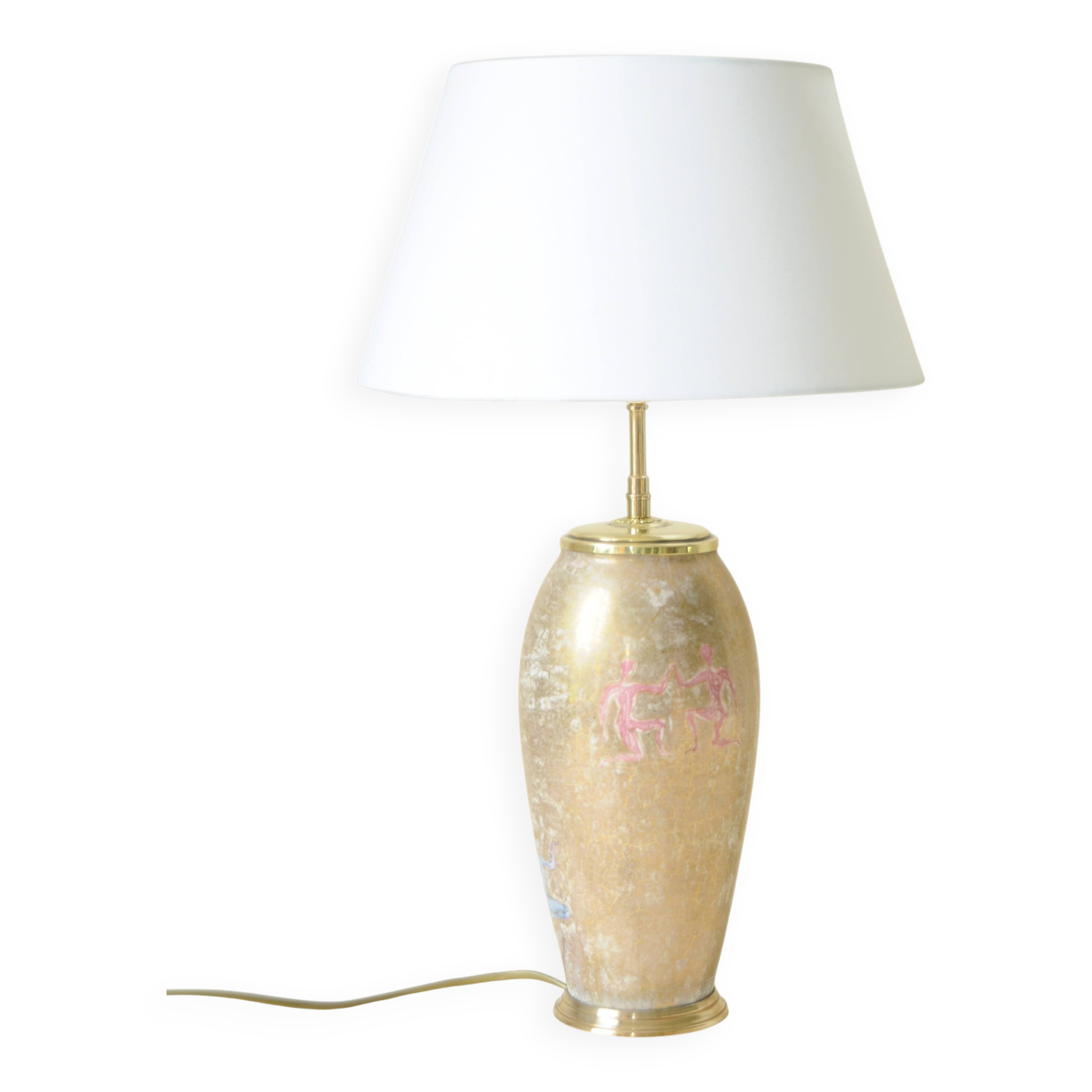 Antique Limoges porcelain table lamp, gold color, astrological sign decor