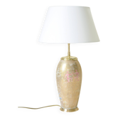 Lampe de table ancienne porcelaine Limoges couleur or décor signes astro