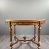 Louis XVI style oval table with marble top, 19th century