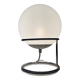Spherical accent lamp in chrome steel and opaline glass space age