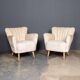 ELEGANT 20thC PAIR OF BOUDOIR SHELL-BACK CHAIRS c.1950
